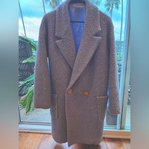 English Factory Powder Blue Boucle Oversized Coat